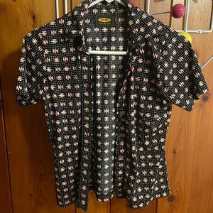 Vintage Free People Geometric Short Sleeve Button Down Small